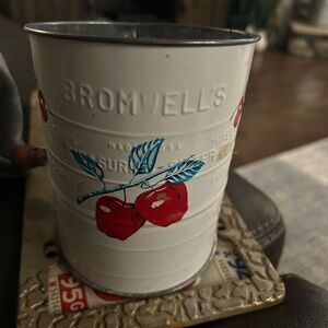 Bromwell's Vintage Flour Sifter with Cherry Design